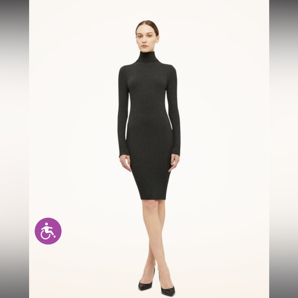 Wolford MERINO RIB DRESS in Anthr. Melé
